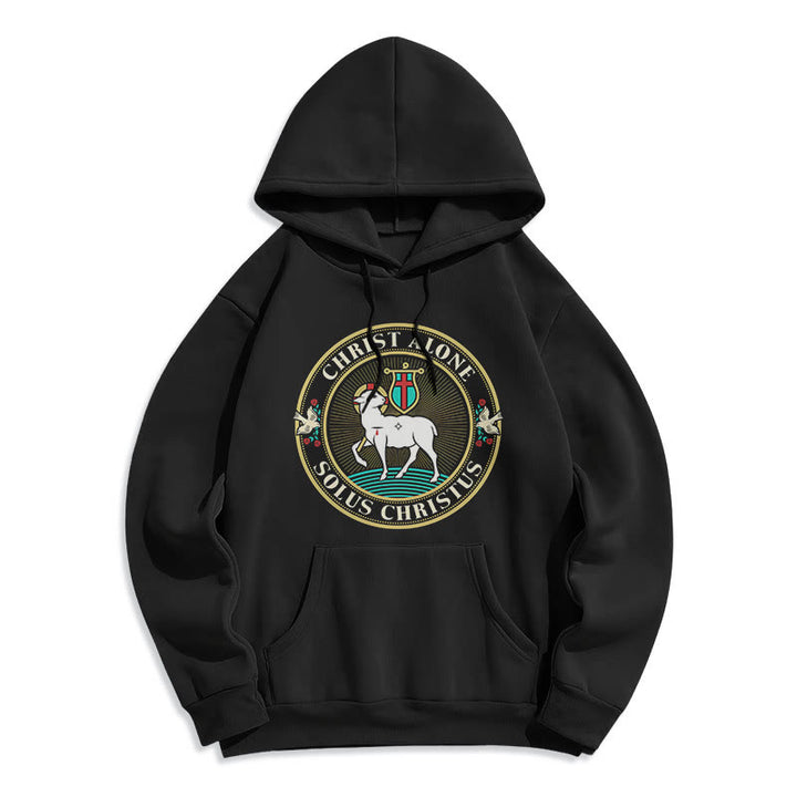 Christianartworkshop Modern Style Christ Alone Lamb of God Fleece Lined Polyester Hoodie - Black - 2XL - image 6