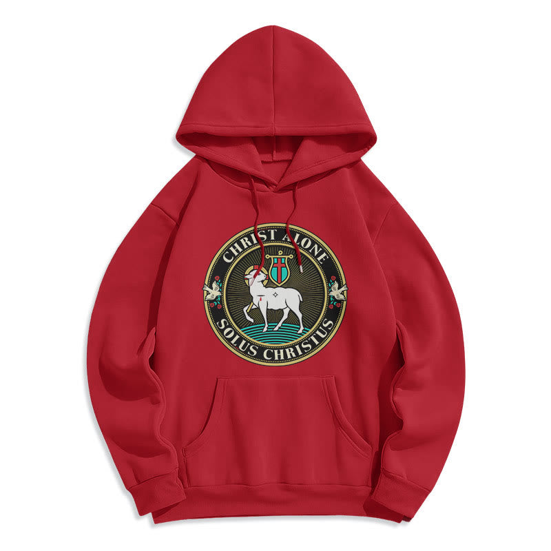 Christianartworkshop Modern Style Christ Alone Lamb of God Fleece Lined Polyester Hoodie - Red - 2XL - image 36