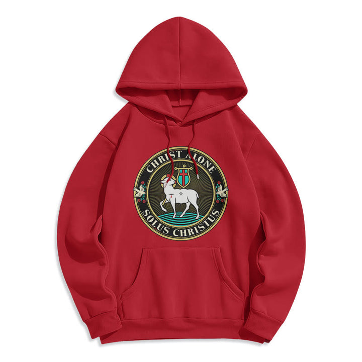 Christianartworkshop Modern Style Christ Alone Lamb of God Fleece Lined Polyester Hoodie - Red - 2XL - image 36