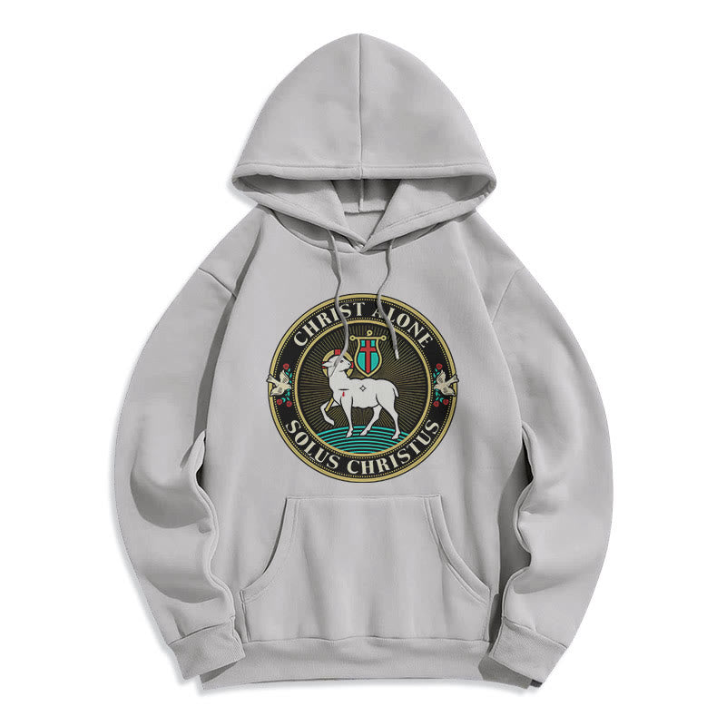 Christianartworkshop Modern Style Christ Alone Lamb of God Fleece Lined Polyester Hoodie - Grey - 2XL - image 31