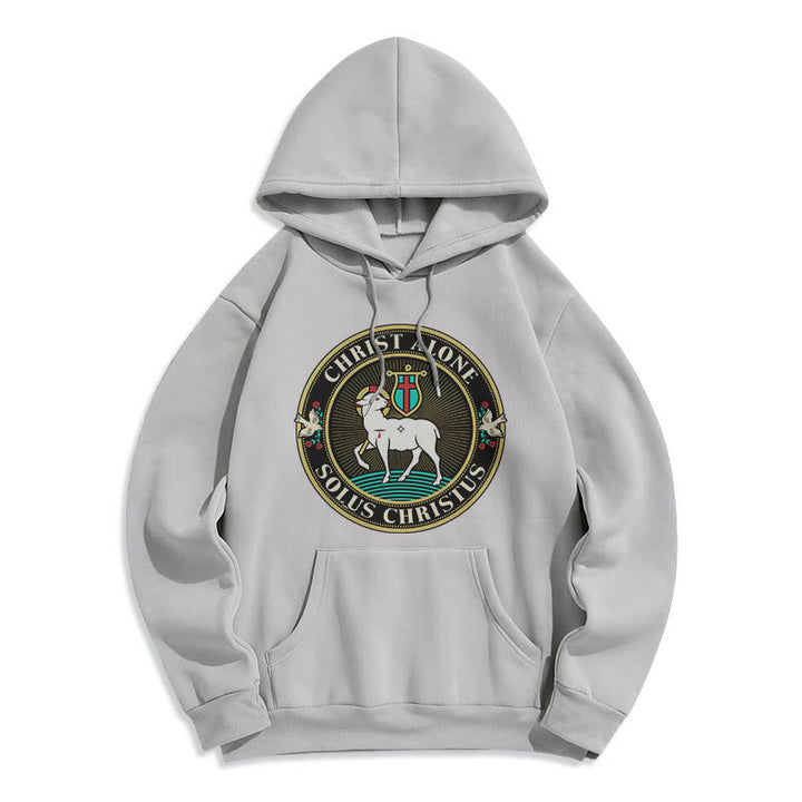 Christianartworkshop Modern Style Christ Alone Lamb of God Fleece Lined Polyester Hoodie - Grey - 2XL - image 31