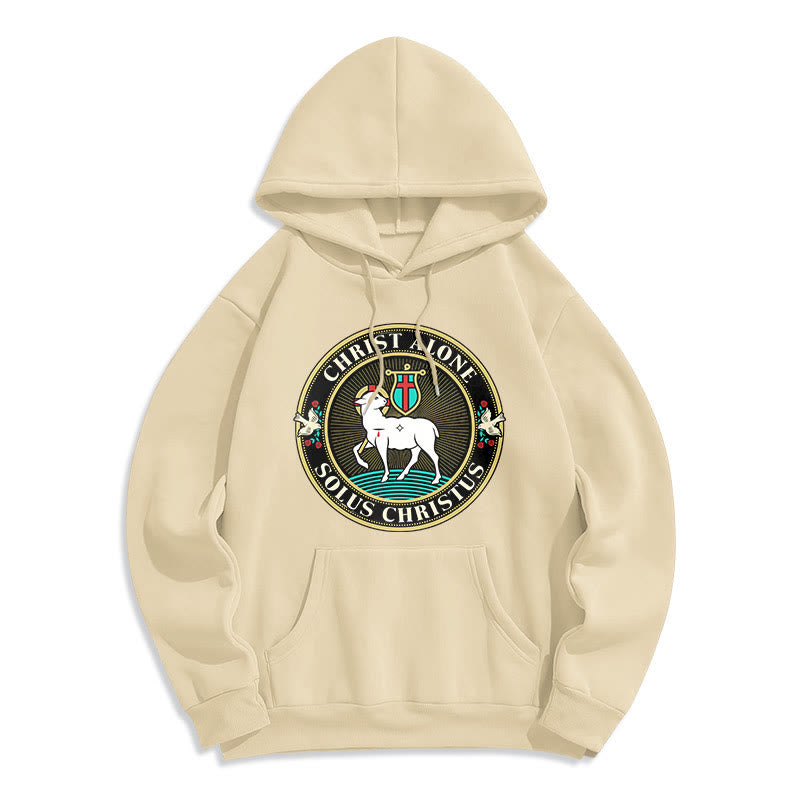 Christianartworkshop Modern Style Christ Alone Lamb of God Fleece Lined Polyester Hoodie - Beige - 2XL - image 1