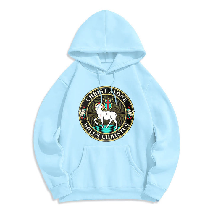 Christianartworkshop Modern Style Christ Alone Lamb of God Fleece Lined Polyester Hoodie - Blue - 2XL - image 26