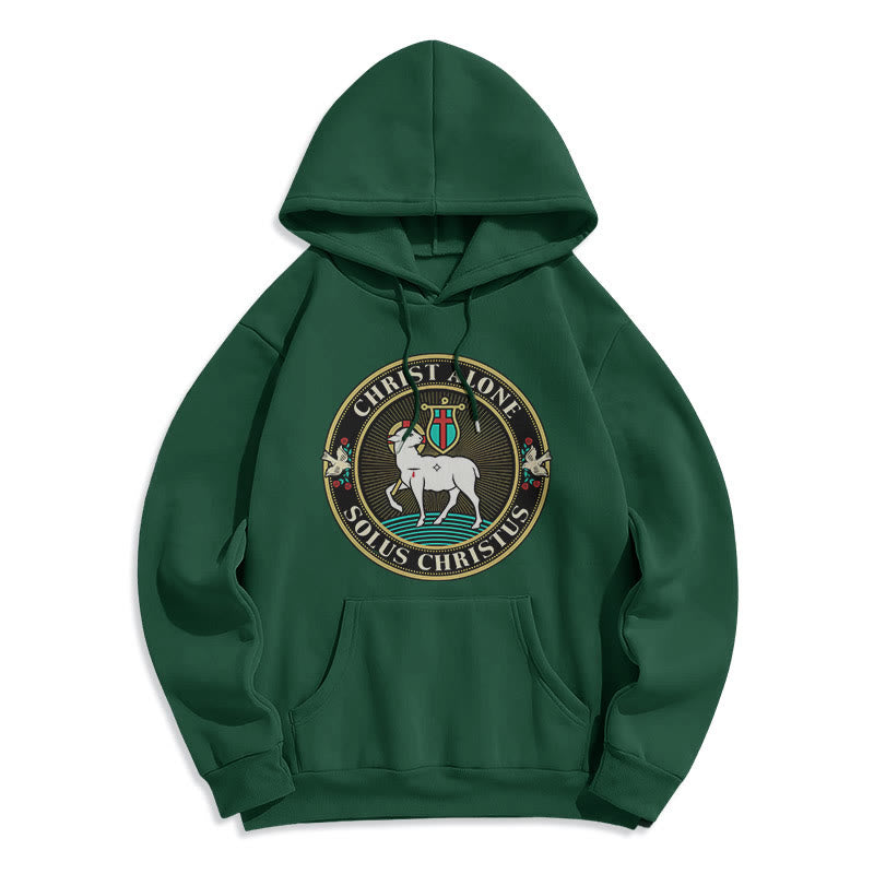 Christianartworkshop Modern Style Christ Alone Lamb of God Fleece Lined Polyester Hoodie - Green - 2XL - image 21