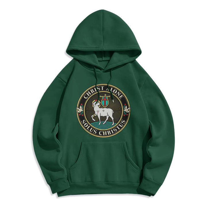 Christianartworkshop Modern Style Christ Alone Lamb of God Fleece Lined Polyester Hoodie - Green - 2XL - image 21
