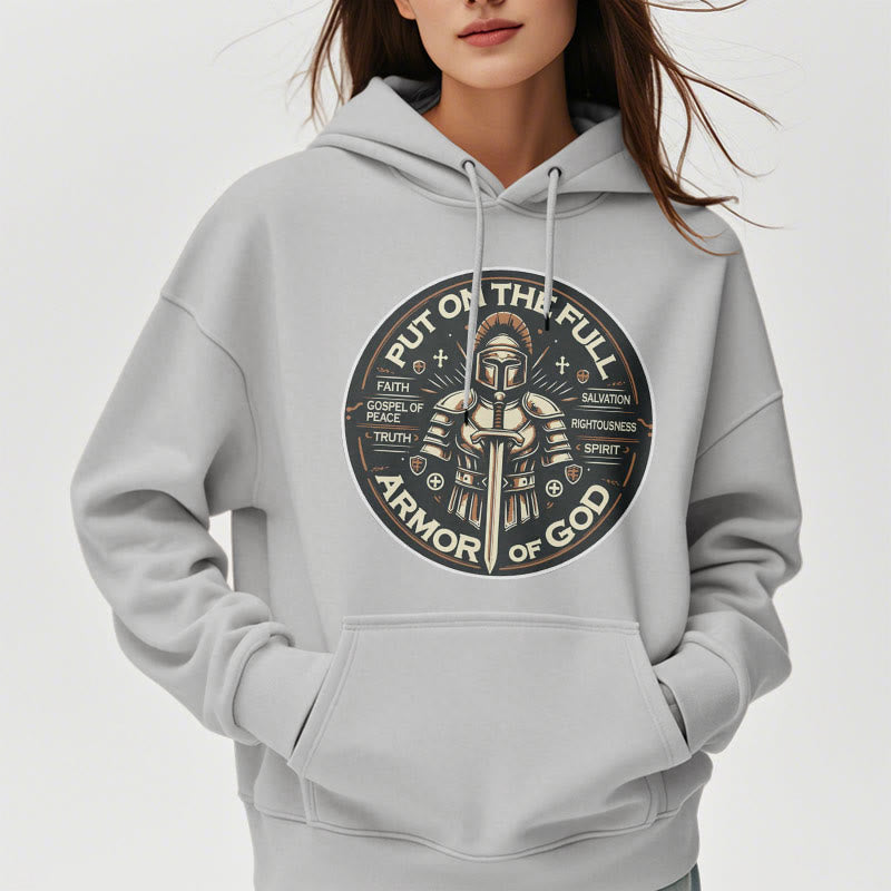 Christianartworkshop Modern Style Put On The Full Armor of God Fleece Lined Polyester Hoodie - image 3