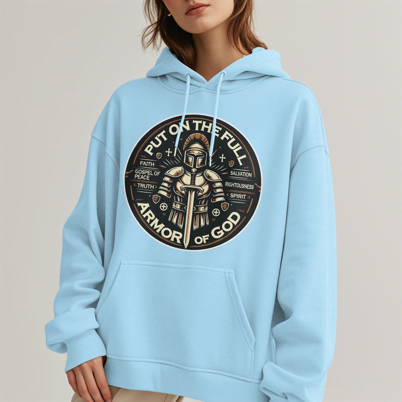 Christianartworkshop Modern Style Put On The Full Armor of God Fleece Lined Polyester Hoodie - image 34