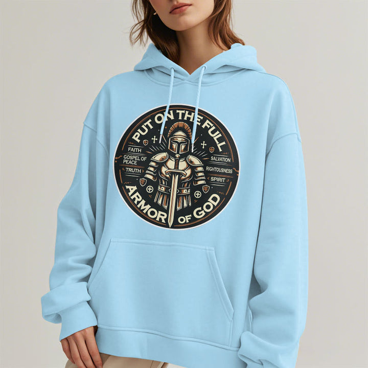 Christianartworkshop Modern Style Put On The Full Armor of God Fleece Lined Polyester Hoodie - image 34
