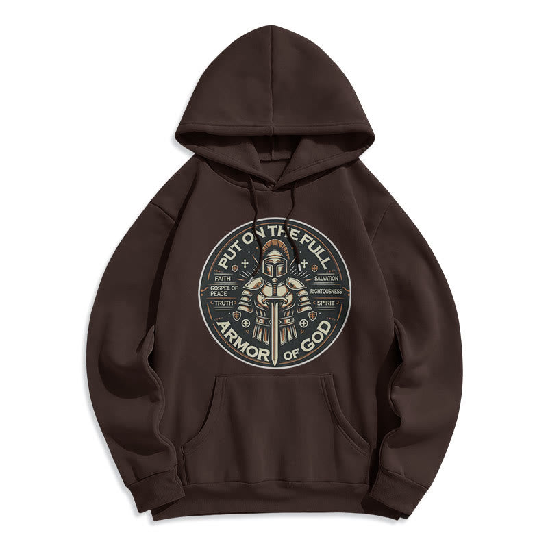 Christianartworkshop Modern Style Put On The Full Armor of God Fleece Lined Polyester Hoodie - Brown - 2XL - image 21