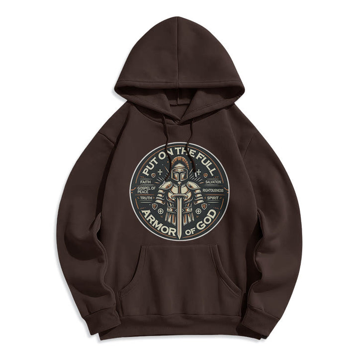 Christianartworkshop Modern Style Put On The Full Armor of God Fleece Lined Polyester Hoodie - Brown - 2XL - image 21