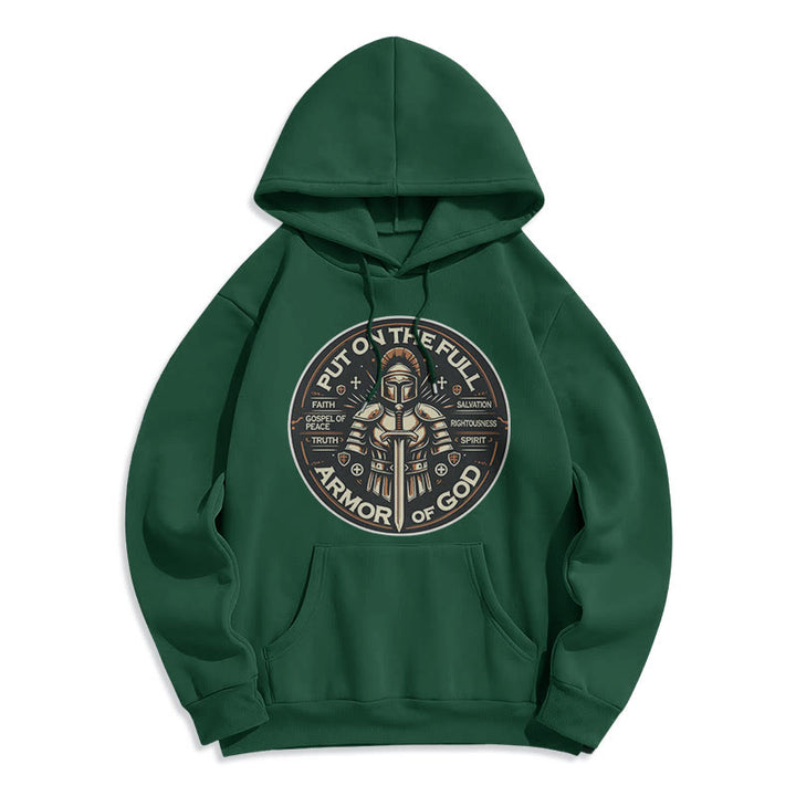 Christianartworkshop Modern Style Put On The Full Armor of God Fleece Lined Polyester Hoodie - Green - 2XL - image 26