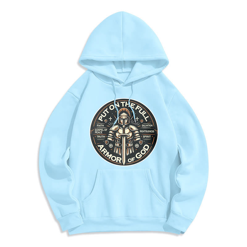 Christianartworkshop Modern Style Put On The Full Armor of God Fleece Lined Polyester Hoodie - Blue - 2XL - image 31