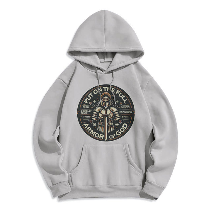 Christianartworkshop Modern Style Put On The Full Armor of God Fleece Lined Polyester Hoodie - Grey - 2XL - image 1