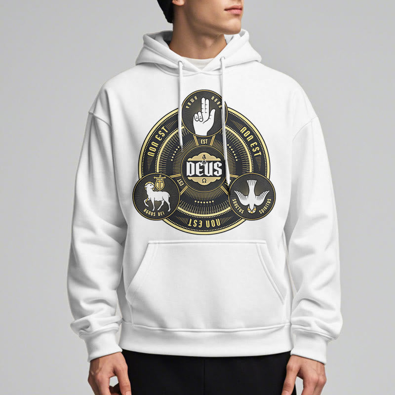 Christianartworkshop Classic Style Holy Trinity Deus Emblem Fleece Lined Polyester Hoodie - image 9