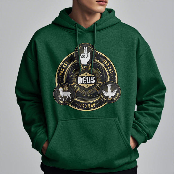 Christianartworkshop Classic Style Holy Trinity Deus Emblem Fleece Lined Polyester Hoodie - image 22