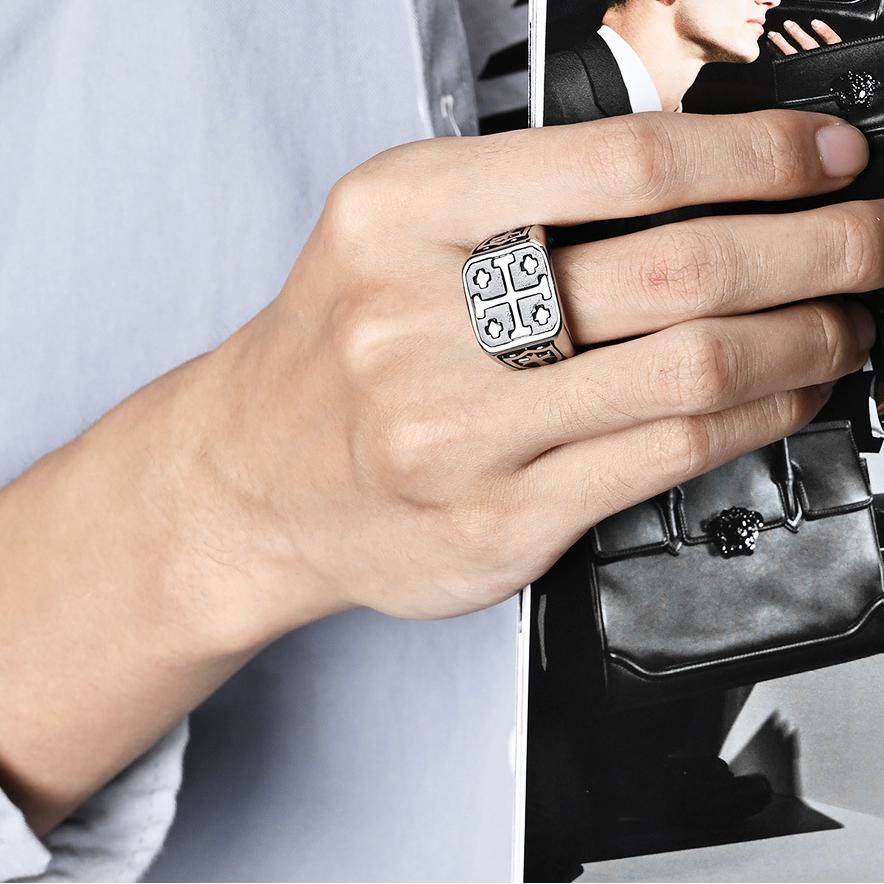 Christianartworkshop Classic Style Jerusalem Cross Shield Signet Devine Faith Ring - image 4