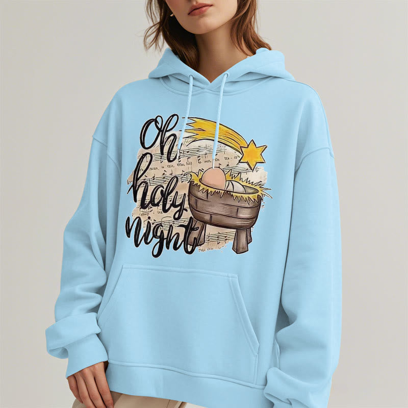 Christianartworkshop Colored Style Holy Night Cradle Nativity Scene Fleece Lined Polyester Hoodie - image 2