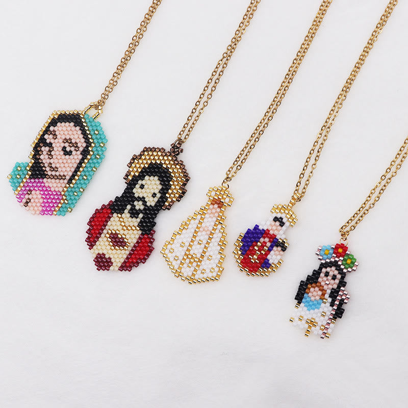 Christianartworkshop Colored Style Cartoon Saints Beaded Charming Faith Inspired Necklace - image 1