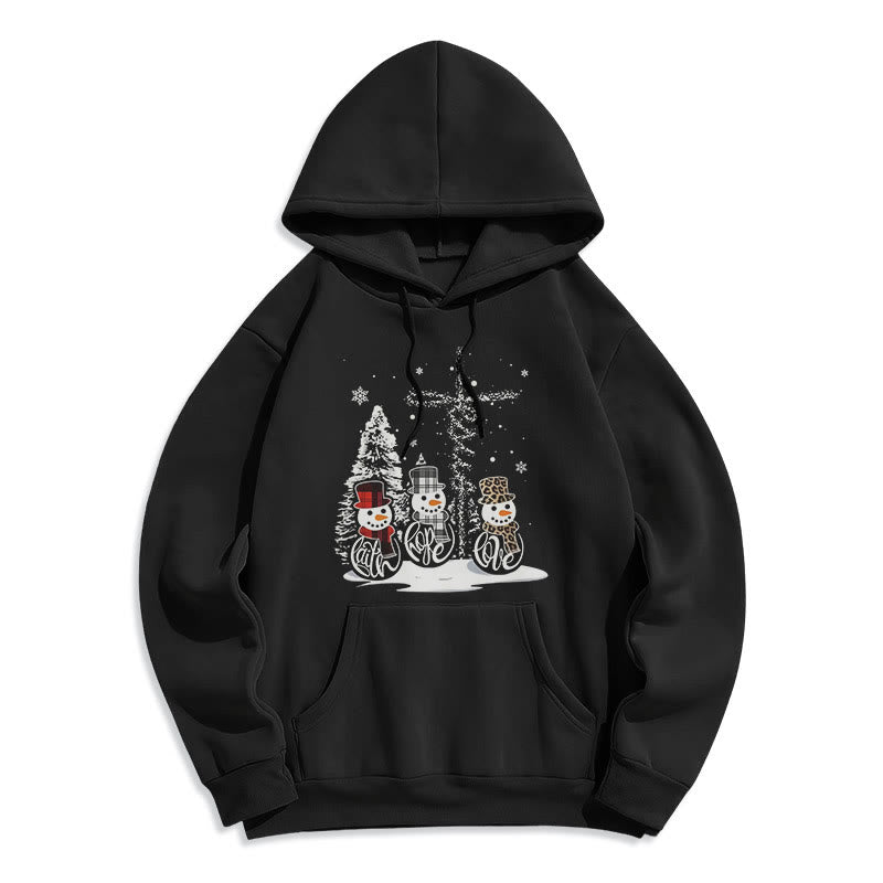 Christianartworkshop Colored Style Faith Hope Love Christmas Fleece Lined Polyester Hoodie - Black - 2XL - image 1