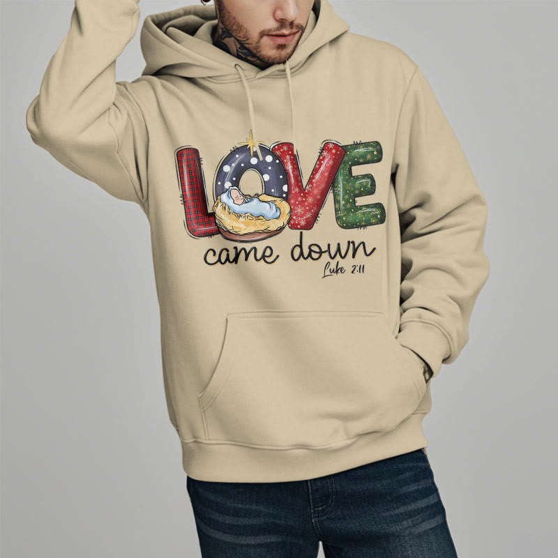 Christianartworkshop Colored Style Love Came Down Christmas Fleece Lined Polyester Hoodie - image 2