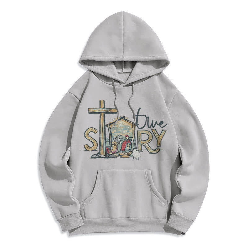 Christianartworkshop Modern Style True Story Nativity Scene Fleece Lined Polyester Hoodie - Grey - 2XL - image 31