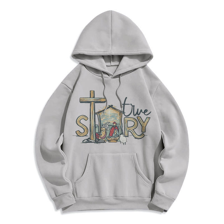 Christianartworkshop Modern Style True Story Nativity Scene Fleece Lined Polyester Hoodie - Grey - 2XL - image 31