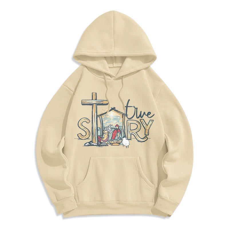 Christianartworkshop Modern Style True Story Nativity Scene Fleece Lined Polyester Hoodie - Beige - 2XL - image 16