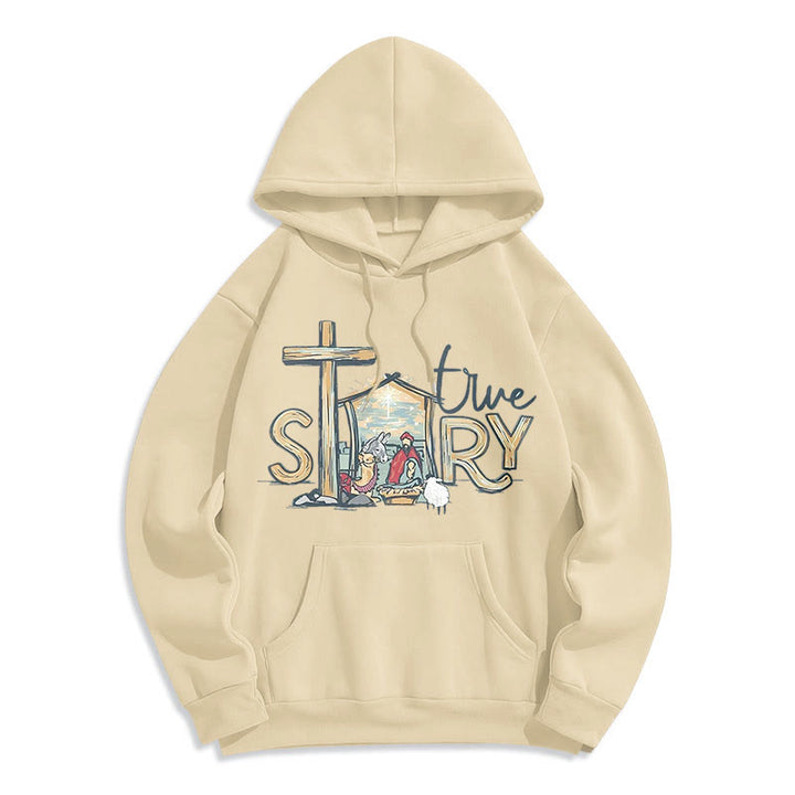 Christianartworkshop Modern Style True Story Nativity Scene Fleece Lined Polyester Hoodie - Beige - 2XL - image 16
