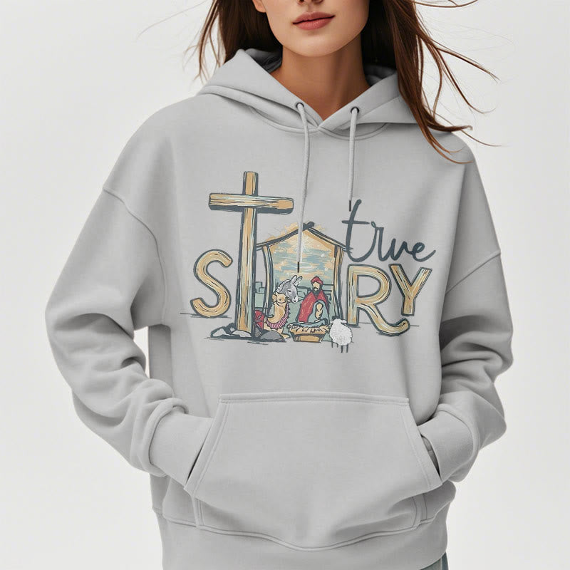 Christianartworkshop Modern Style True Story Nativity Scene Fleece Lined Polyester Hoodie - image 33