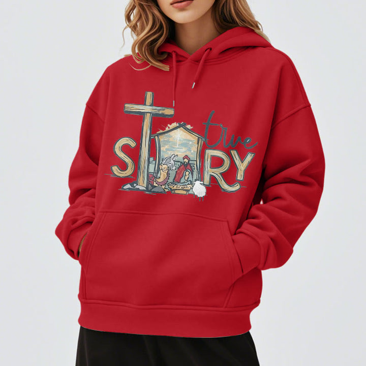 Christianartworkshop Modern Style True Story Nativity Scene Fleece Lined Polyester Hoodie - image 39