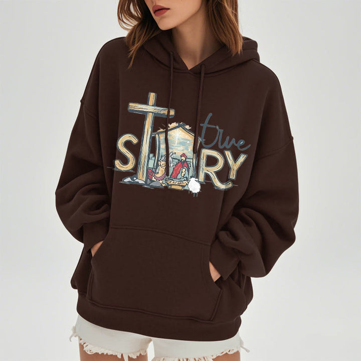 Christianartworkshop Modern Style True Story Nativity Scene Fleece Lined Polyester Hoodie - image 24