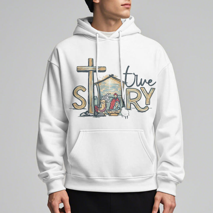 Christianartworkshop Modern Style True Story Nativity Scene Fleece Lined Polyester Hoodie - image 9