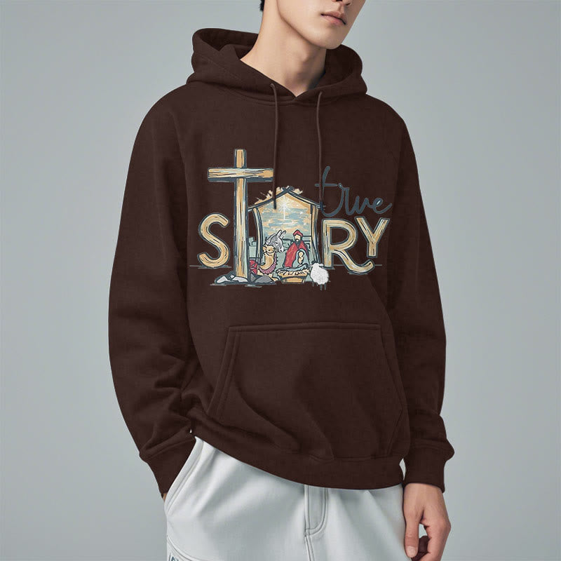 Christianartworkshop Modern Style True Story Nativity Scene Fleece Lined Polyester Hoodie - image 23
