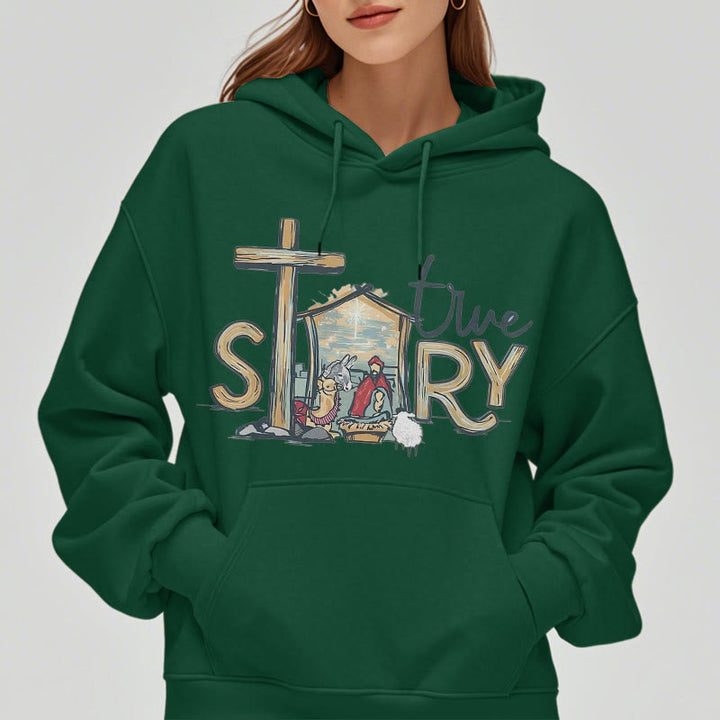 Christianartworkshop Modern Style True Story Nativity Scene Fleece Lined Polyester Hoodie - image 29