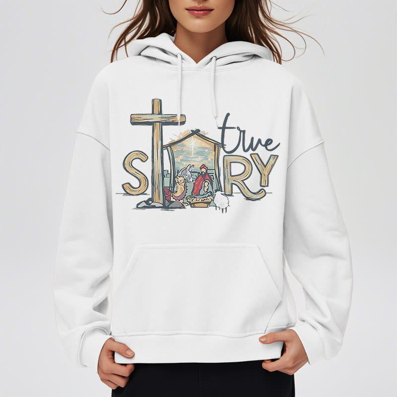 Christianartworkshop Modern Style True Story Nativity Scene Fleece Lined Polyester Hoodie - image 8
