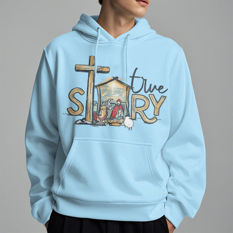 Christianartworkshop Modern Style True Story Nativity Scene Fleece Lined Polyester Hoodie - image 2
