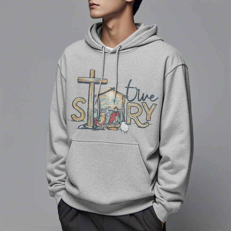 Christianartworkshop Modern Style True Story Nativity Scene Fleece Lined Polyester Hoodie - image 34