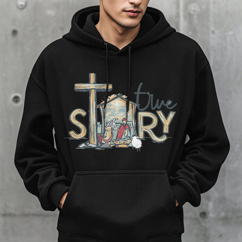 Christianartworkshop Modern Style True Story Nativity Scene Fleece Lined Polyester Hoodie - image 13