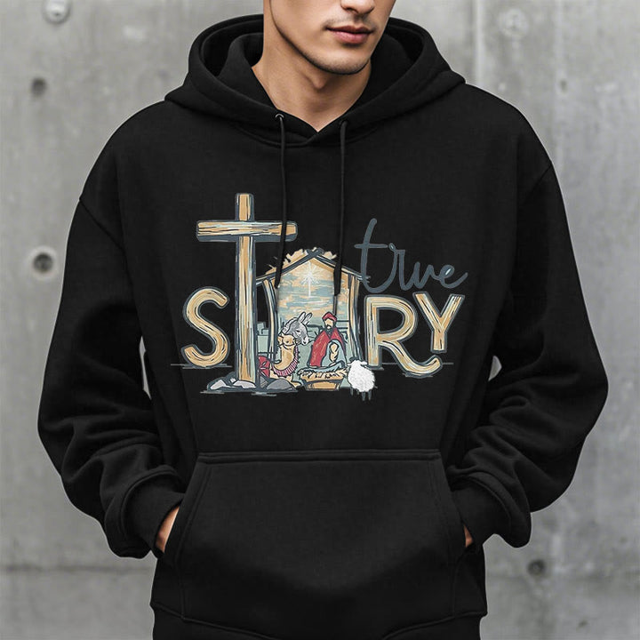 Christianartworkshop Modern Style True Story Nativity Scene Fleece Lined Polyester Hoodie - image 13