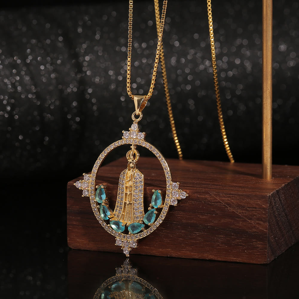 Christianartworkshop Modern Style Our Lady of Fatima Inlaided Devine Blessing Necklace - image 2