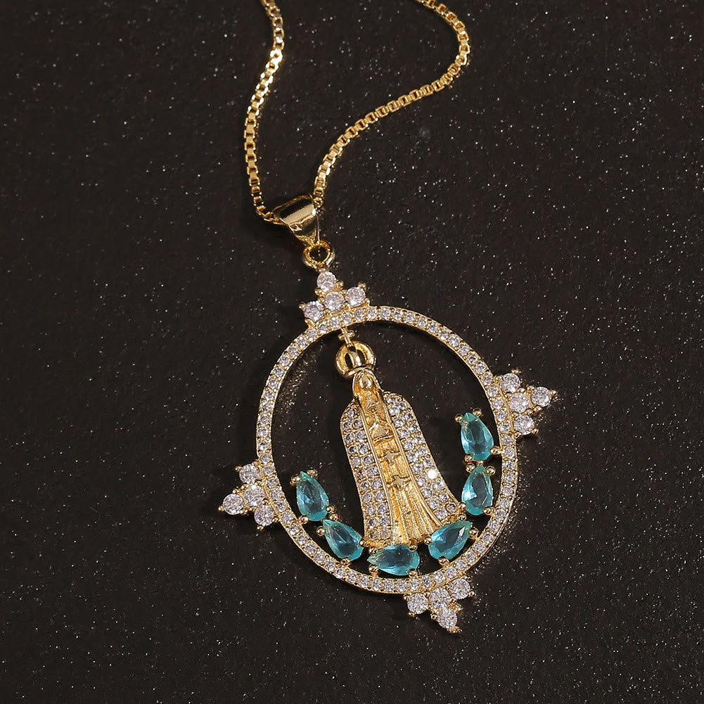 Christianartworkshop Modern Style Our Lady of Fatima Inlaided Devine Blessing Necklace - image 3