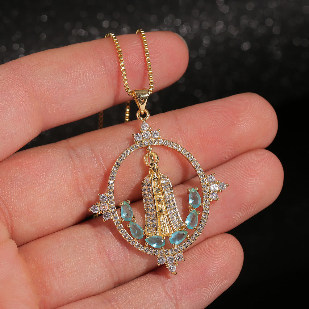 Christianartworkshop Modern Style Our Lady of Fatima Inlaided Devine Blessing Necklace - image 4