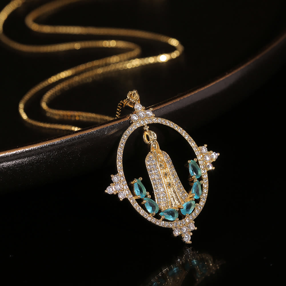Christianartworkshop Modern Style Our Lady of Fatima Inlaided Devine Blessing Necklace - Our Lady of Fatima - image 0