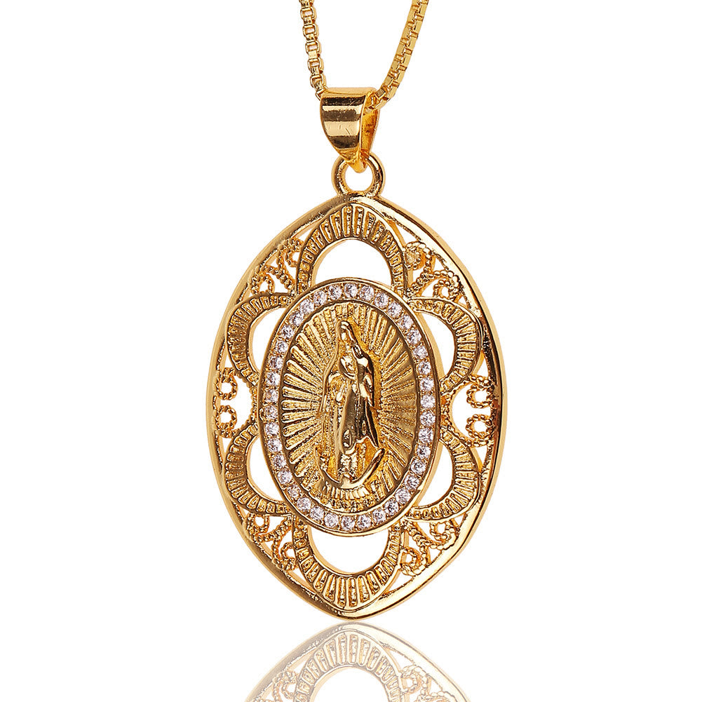 Christianartworkshop Modern Style Our Lady of Guadalupe Oval Sacred Faith Necklace - image 5
