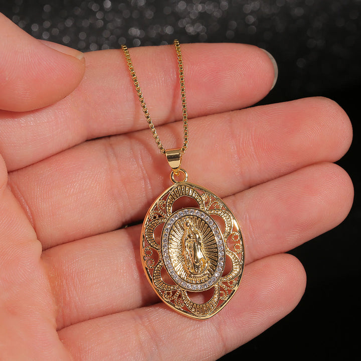Christianartworkshop Modern Style Our Lady of Guadalupe Oval Sacred Faith Necklace - image 4