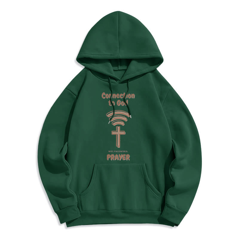 Christianartworkshop Modern Style Prayer Connection To God Fleece Lined Polyester Hoodie - Green - 2XL - image 21