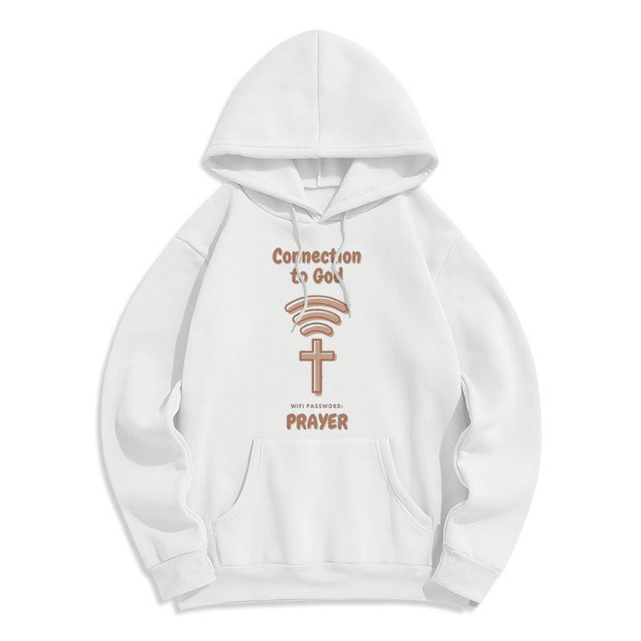 Christianartworkshop Modern Style Prayer Connection To God Fleece Lined Polyester Hoodie - White - 2XL - image 6