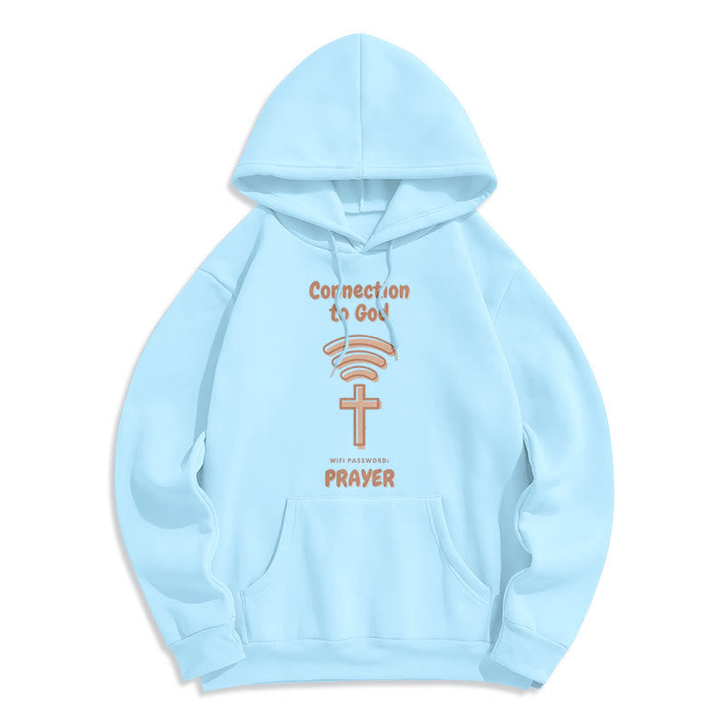 Christianartworkshop Modern Style Prayer Connection To God Fleece Lined Polyester Hoodie - Blue - 2XL - image 25
