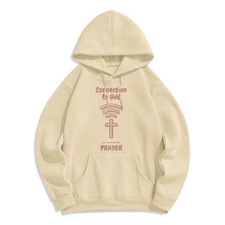 Christianartworkshop Modern Style Prayer Connection To God Fleece Lined Polyester Hoodie - Beige - 2XL - image 10