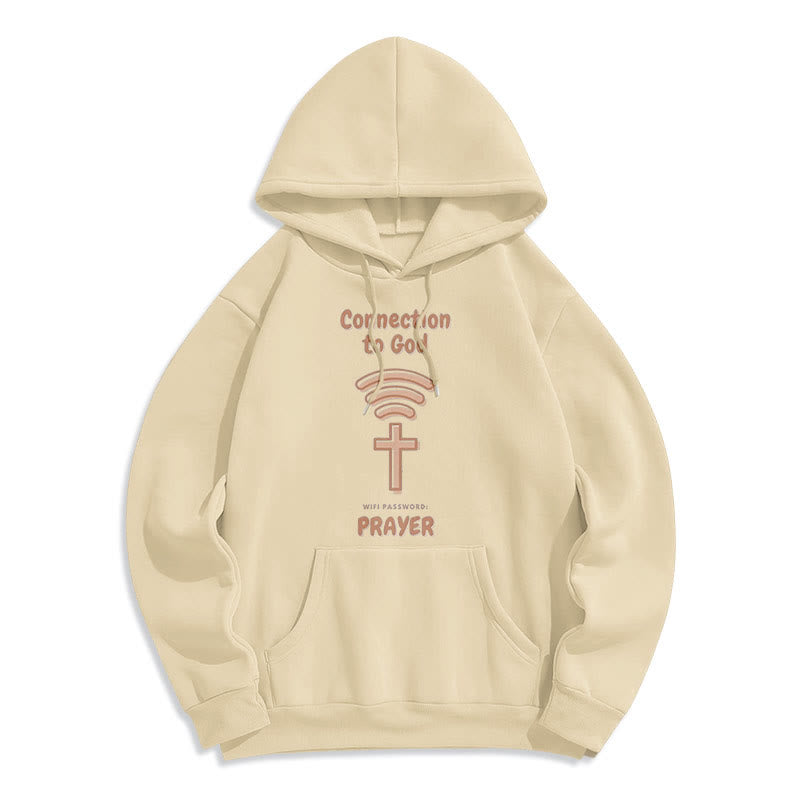 Christianartworkshop Modern Style Prayer Connection To God Fleece Lined Polyester Hoodie - Beige - 2XL - image 11
